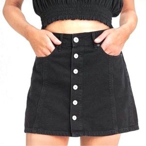 AEO American Eagle Hi-Rise A-Line Black Denim Mini Skirt Size 0